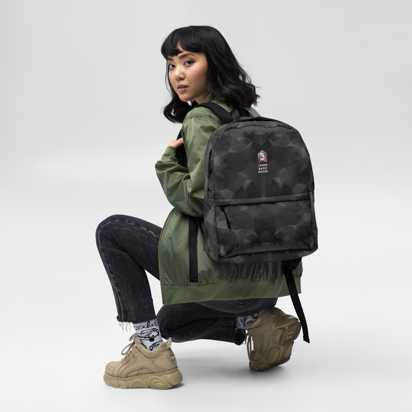 Essential Backpack | Grey Fractal Camo